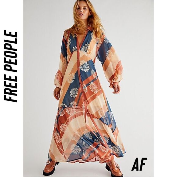 FREE PEOPLE DARIA SHIRTDRESS MAXI NWOT SMALL - Picture 1 of 6